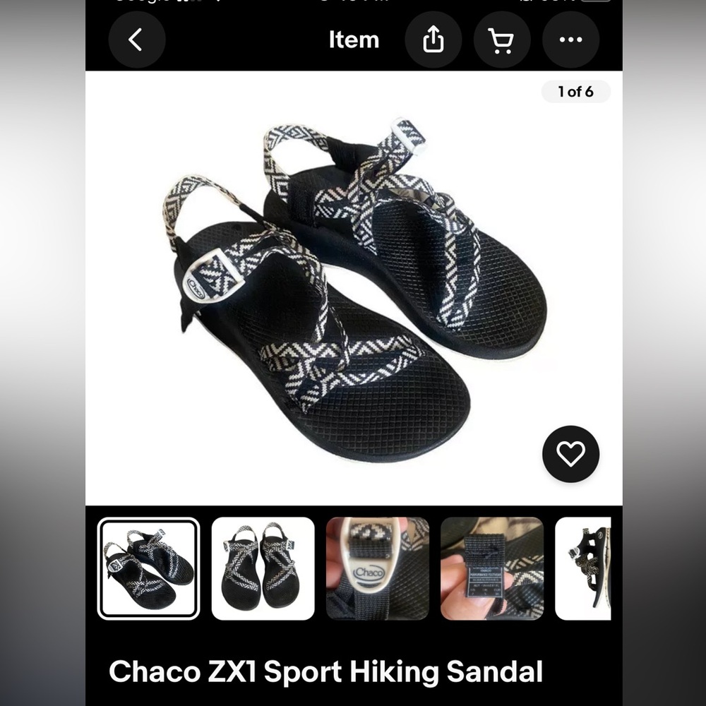 Chaco ZX1 Sport Sandals Womens Size 9 Black / White